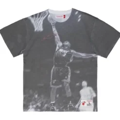 Men Mitchell & Ness T-Shirts & Tops-Above The Rim Sublimated Ss Tee Miami Heat Dwyane Wade