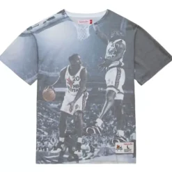 Men Mitchell & Ness T-Shirts & Tops-Above The Rim Sublimated S/S Tee Seattle Supersonics