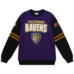 Men Mitchell & Ness T-Shirts & Tops-All Over Crew 2.0 Baltimore Ravens