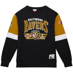 Men Mitchell & Ness Hoodies & Sweatshirts-All Over Crew 3.0 Baltimore Ravens