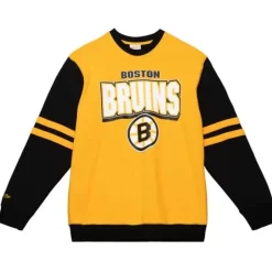Men Mitchell & Ness Hoodies & Sweatshirts-All Over Crew 2.0 Boston Bruins