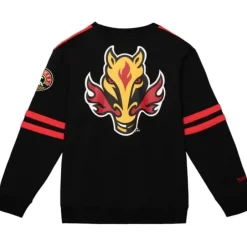 Men Mitchell & Ness Hoodies & Sweatshirts-All Over Crew 2.0 Calgary Flames