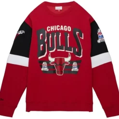 Men Mitchell & Ness Hoodies & Sweatshirts-All Over Crew 3.0 Chicago Bulls