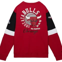 Men Mitchell & Ness Hoodies & Sweatshirts-All Over Crew 3.0 Chicago Bulls