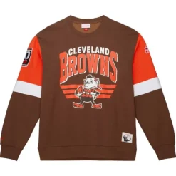 Men Mitchell & Ness Hoodies & Sweatshirts-All Over Crew 3.0 Cleveland Browns