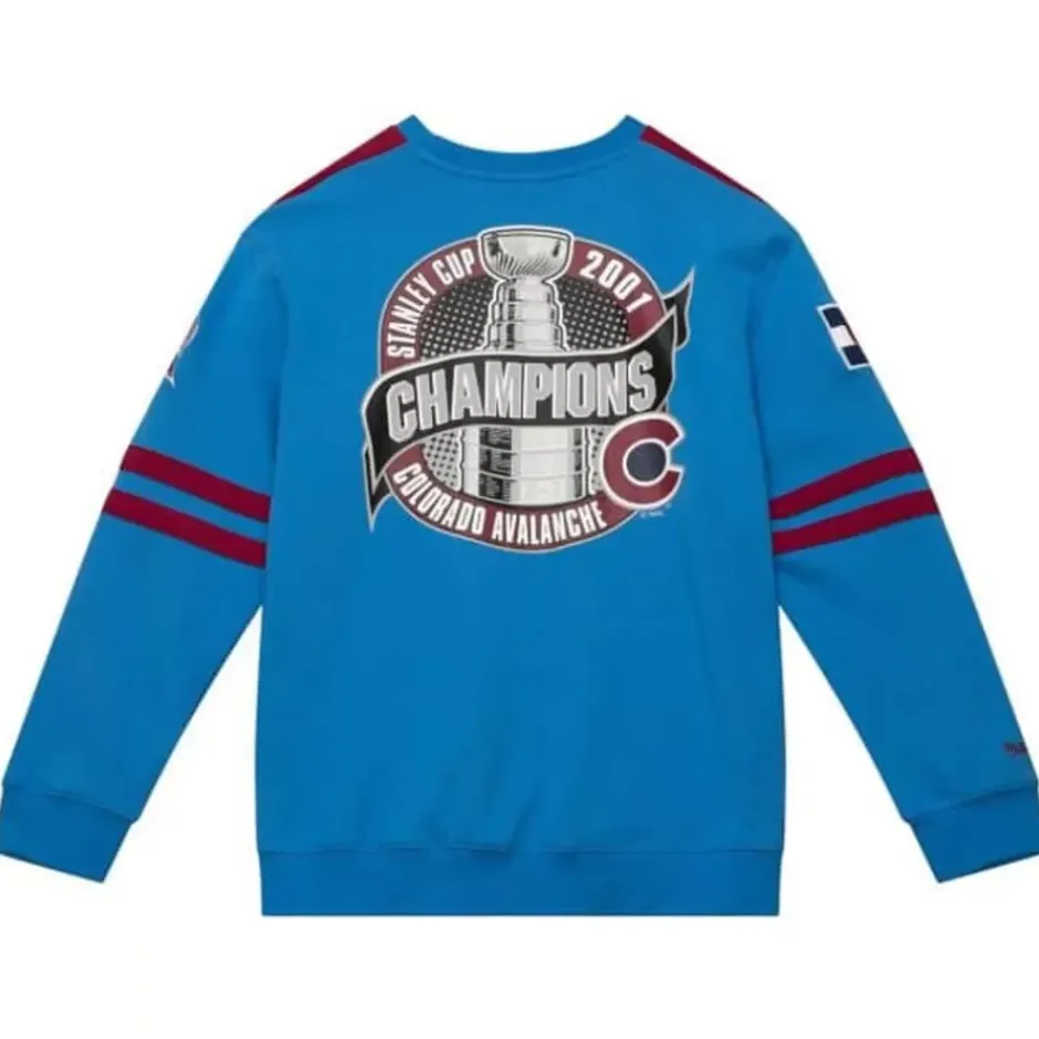 Men Mitchell & Ness Hoodies & Sweatshirts-All Over Crew 2.0 Colorado Avalanche