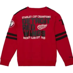 Men Mitchell & Ness Hoodies & Sweatshirts-All Over Crew 2.0 Detroit Red Wings