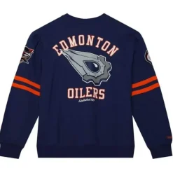 Men Mitchell & Ness Hoodies & Sweatshirts-All Over Crew 2.0 Edmonton Oilers