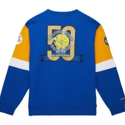 Men Mitchell & Ness Hoodies & Sweatshirts-All Over Crew 3.0 Golden State Warriors