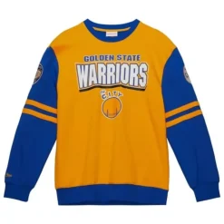 Men Mitchell & Ness T-Shirts & Tops-All Over Crew 2.0 Golden State Warriors