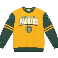Men Mitchell & Ness T-Shirts & Tops-All Over Crew 2.0 Green Bay Packers