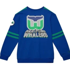 Men Mitchell & Ness Hoodies & Sweatshirts-All Over Crew 2.0 Hartford Whalers