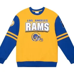 Men Mitchell & Ness T-Shirts & Tops-All Over Crew 2.0 Los Angeles Rams