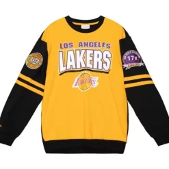 Men Mitchell & Ness T-Shirts & Tops-All Over Crew 2.0 Los Angeles Lakers