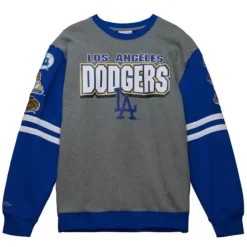 Men Mitchell & Ness T-Shirts & Tops-All Over Crew 2.0 Los Angeles Dodgers