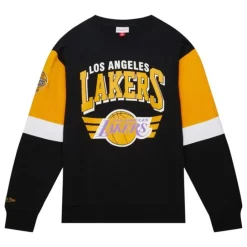 Men Mitchell & Ness Hoodies & Sweatshirts-All Over Crew 3.0 Los Angeles Lakers