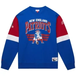 Men Mitchell & Ness Hoodies & Sweatshirts-All Over Crew 3.0 New England Patriots