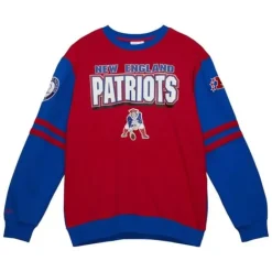 Men Mitchell & Ness T-Shirts & Tops-All Over Crew 2.0 New England Patriots