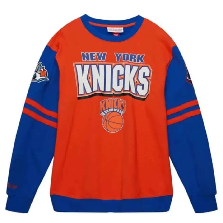 Men Mitchell & Ness T-Shirts & Tops-All Over Crew 2.0 New York Knicks