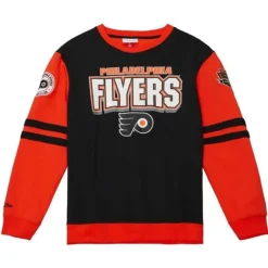 Men Mitchell & Ness Hoodies & Sweatshirts-All Over Crew 2.0 Philadelphia Flyers