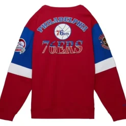 Men Mitchell & Ness Hoodies & Sweatshirts-All Over Crew 3.0 Philadelphia 76Ers