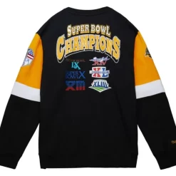 Men Mitchell & Ness Hoodies & Sweatshirts-All Over Crew 3.0 Pittsburgh Steelers