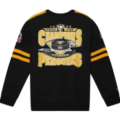 Men Mitchell & Ness Hoodies & Sweatshirts-All Over Crew 2.0 Pittsburgh Penguins