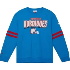 Men Mitchell & Ness Hoodies & Sweatshirts-All Over Crew 2.0 Quebec Nordiques