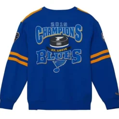 Men Mitchell & Ness Hoodies & Sweatshirts-All Over Crew 2.0 St. Louis Blues