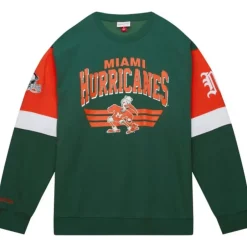 Men Mitchell & Ness Hoodies & Sweatshirts-All Over Crew 3.0 University Of Miami