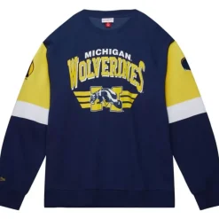 Men Mitchell & Ness Hoodies & Sweatshirts-All Over Crew 3.0 University Of Michigan
