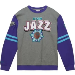 Men Mitchell & Ness T-Shirts & Tops-All Over Crew 2.0 Utah Jazz