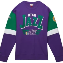 Men Mitchell & Ness Hoodies & Sweatshirts-All Over Crew 3.0 Utah Jazz