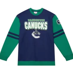 Men Mitchell & Ness Hoodies & Sweatshirts-All Over Crew 2.0 Vancouver Canucks