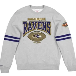 Men Mitchell & Ness Hoodies & Sweatshirts-All Over Print Fleece Crew Baltimore Ravens