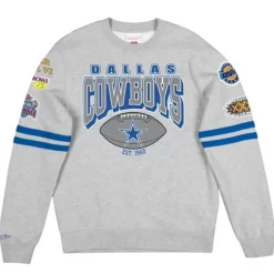 Men Mitchell & Ness Hoodies & Sweatshirts-All Over Print Fleece Crew Dallas Cowboys