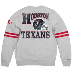 Men Mitchell & Ness Hoodies & Sweatshirts-All Over Print Fleece Crew Houston Texans