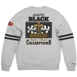 Men Mitchell & Ness Hoodies & Sweatshirts-All Over Print Fleece Crew New Orleans Saints