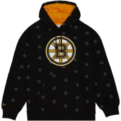 Men Mitchell & Ness Hoodies & Sweatshirts-Aop Fleece Hoodie Boston Bruins