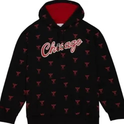 Men Mitchell & Ness Hoodies & Sweatshirts-Aop Fleece Hoodie Chicago Bulls