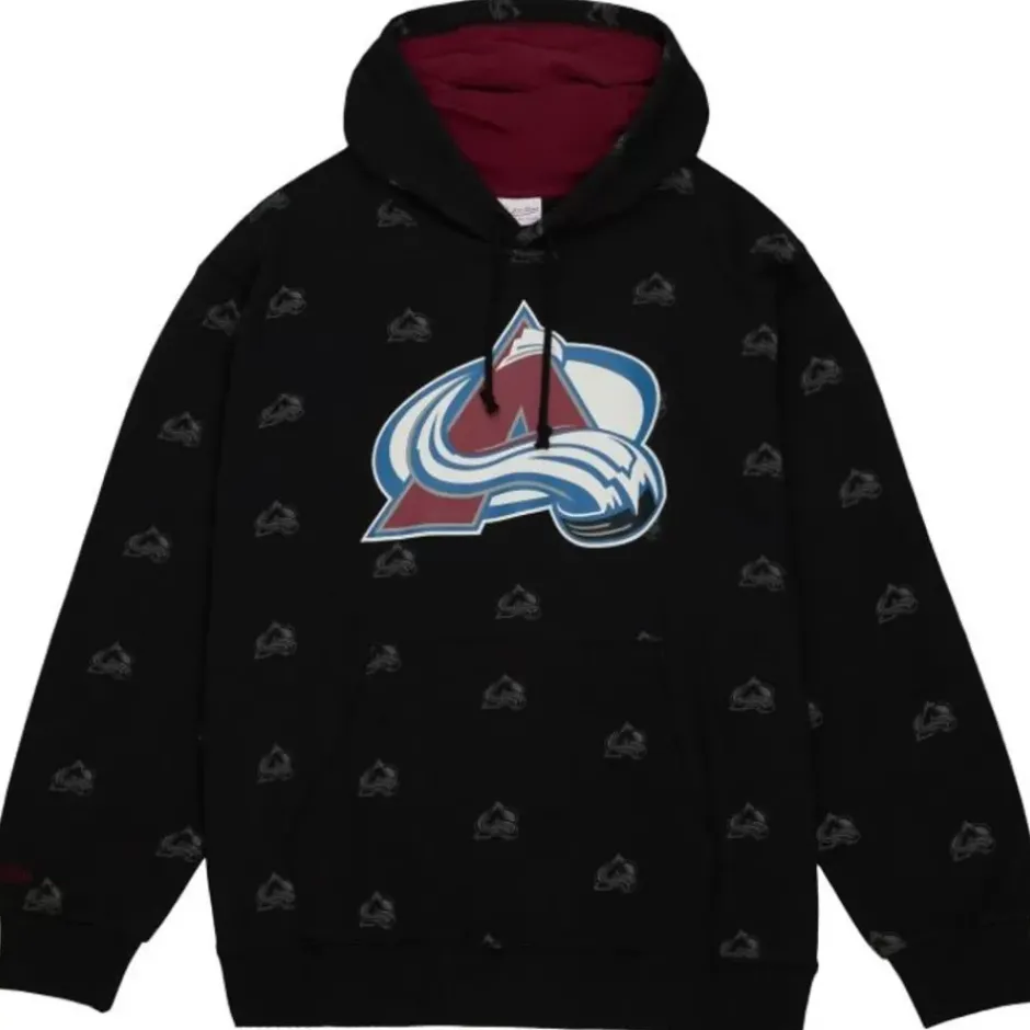 Men Mitchell & Ness Hoodies & Sweatshirts-Aop Fleece Hoodie Colorado Avalanche