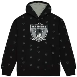 Men Mitchell & Ness Hoodies & Sweatshirts-Aop Fleece Hoodie Oakland Raiders