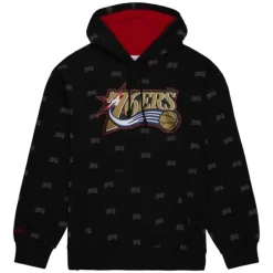 Men Mitchell & Ness Hoodies & Sweatshirts-Aop Fleece Hoodie Philadelphia 76Ers