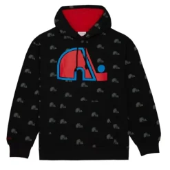 Men Mitchell & Ness Hoodies & Sweatshirts-Aop Fleece Hoodie Quebec Nordiques
