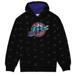 Men Mitchell & Ness Hoodies & Sweatshirts-Aop Fleece Hoodie Utah Jazz