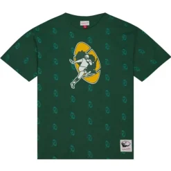 Men Mitchell & Ness T-Shirts & Tops-Aop S/S Top Green Bay Packers