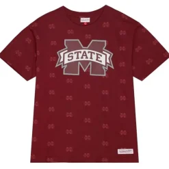 Men Mitchell & Ness T-Shirts & Tops-Aop Ss Top Mississippi State University