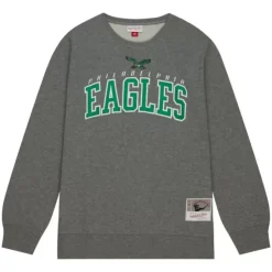 Men Mitchell & Ness Hoodies & Sweatshirts-Arch Team Crew Philadelphia Eagles