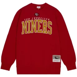 Men Mitchell & Ness Hoodies & Sweatshirts-Arch Team Crew San Francisco 49Ers