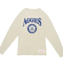 Men Mitchell & Ness T-Shirts & Tops-Arched Logo Lockup Slub Ls Tee North Carolina A&T University